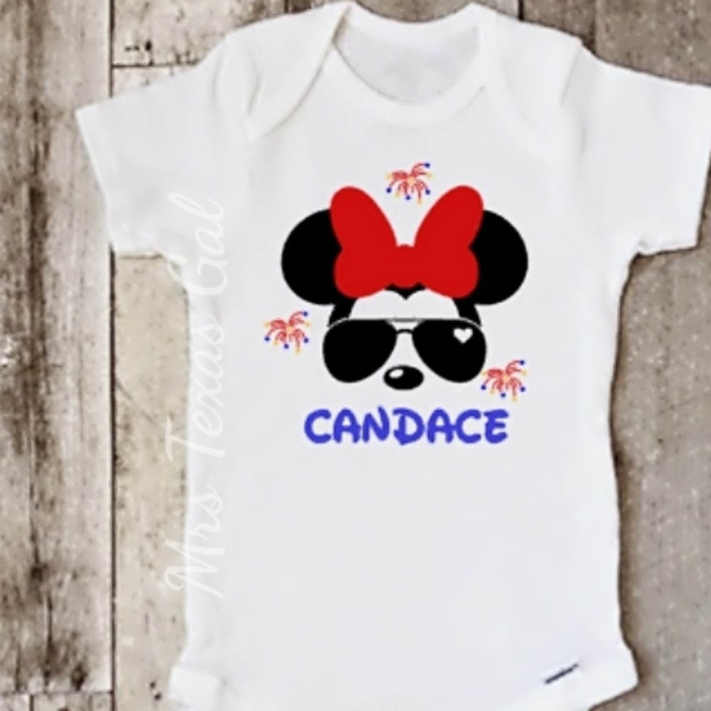 Personalized Minnie Mouse 4th of July Onesie